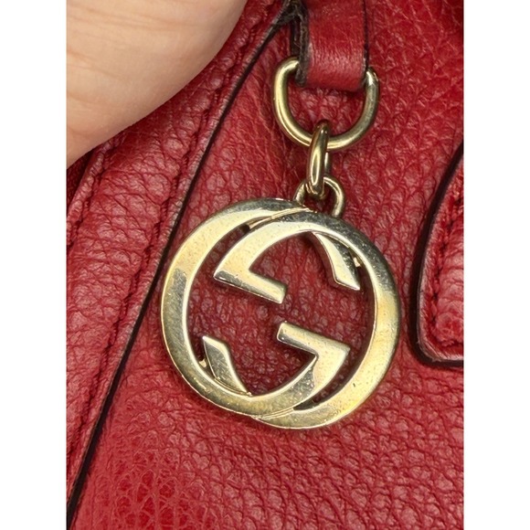 Gucci Red Leather Dome Satchel Crossbody Bag w Strap & Dust Bag | Excellent - Picture 13 of 14